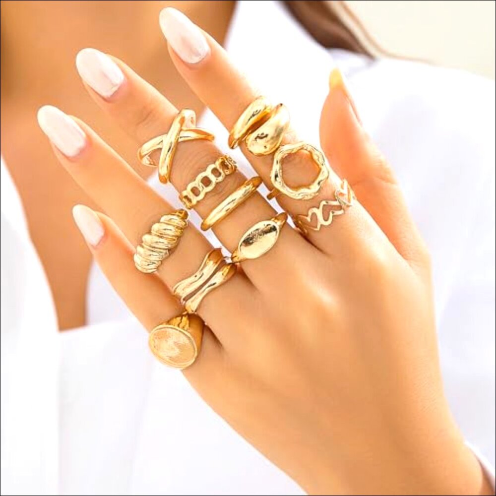 10-Piece Adjustable Stackable Knuckle Rings Set, … - image 3